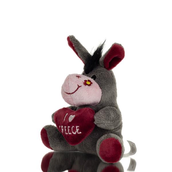 Donkey Sitting Plush Soft Cuddly Plush Toy Stuffed Animal for Kids 12cm I LOVE GREECE