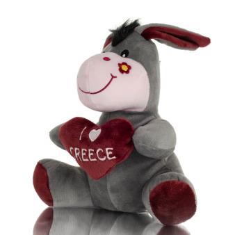 Donkey Sitting Plush Soft Cuddly Plush Toy Stuffed Animal for Kids 22cm I LOVE GREECE