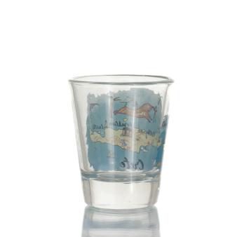 Transparent glass shot glass with Crete print, kitchen, raki, tsikoudia, shot glass