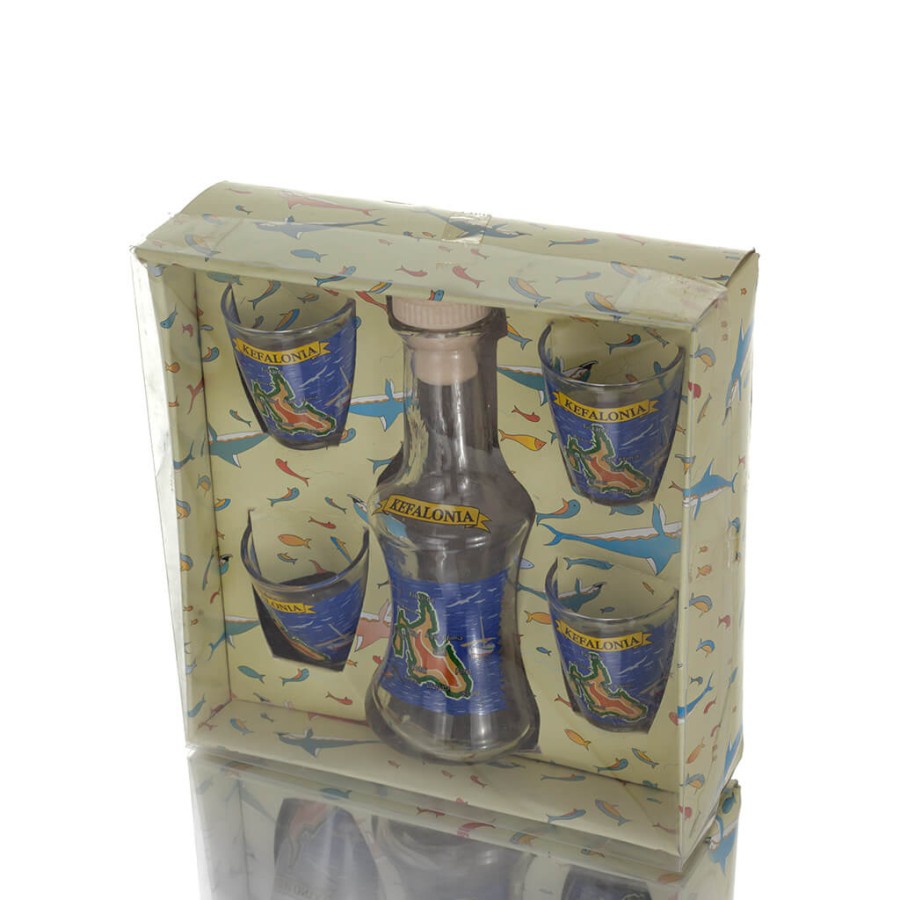 ΣΕΤ ΚΑΡΑΦΑΚΙ Νο8 + 4 ΣΦΗΝΑΚΙΑ Νο1 ΔΙΑΦΑΝΕΣ ΜΕ ΣΤΑΜΠΑ κιβ.30