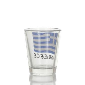 Klart glas 6 cm snapsglas med flaggtryck, kök, raki, tsikoudia, snapsglas