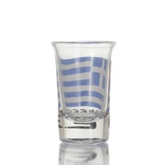 7cm transparent glass shot glass with Flag print, kitchen, raki, tsikoudia, shot glass