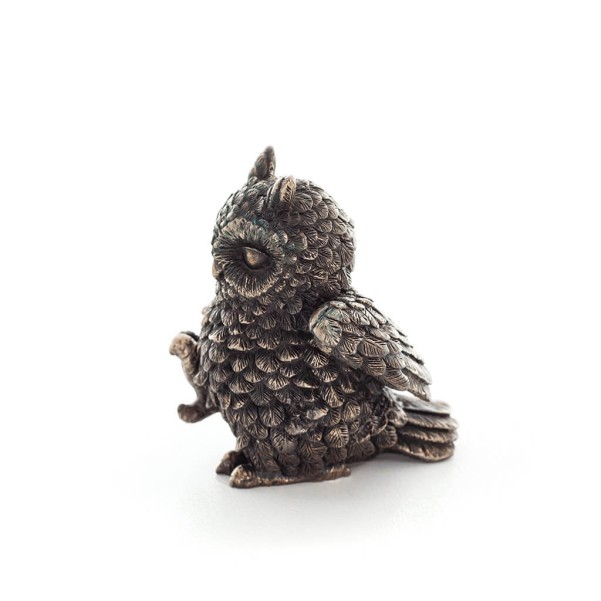 Owl or Glaucus: the sacred bird, symbol of wisdom, prudence, 7cm Veronese Bronze Electrolysis Full Body Statuette