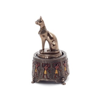 Egyptian basset music box 13cm Veronese bronze electrolysis