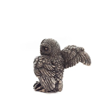 Owl or Glaucus: the sacred bird, symbol of wisdom, prudence, 6cm Veronese Bronze Electrolysis Full Body Statuette