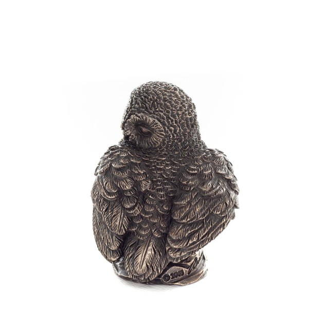 Owl or Glaucus on a rock with face back left 6cm Veronese Bronze Electroplating Full Length Statuette