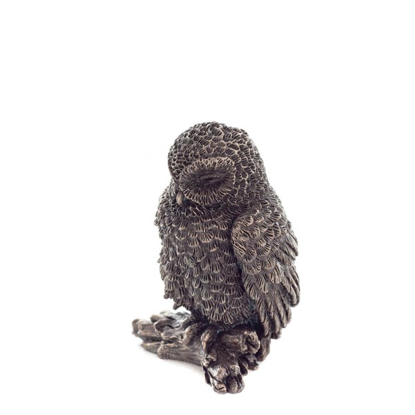 Owl or Glaucus: the sacred bird, symbol of wisdom, prudence, 6cm Veronese Bronze Electrolysis Full Body Statuette