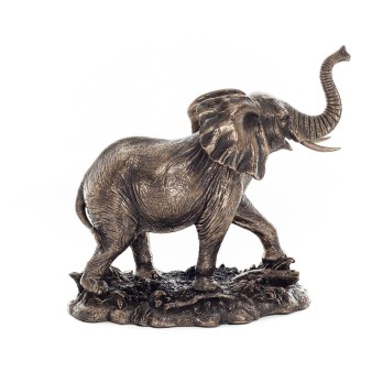 Elefant: symbol för styrka, skydd, visdom och lycka 16 cm Veronese brons galvaniserad helkroppsfigur