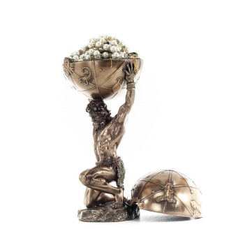 Atlas or Atlas, Titan: The leader of the Titanids 32.5cm Veronese Bronze Electrolysis Jewelry Box, Storage Case