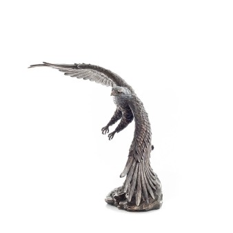 Eagle catching fish & flying over the wave 38 cm Full-body statue with Bronze Electrolysis Veronese