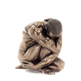 Modern Crouching Nude Man 15cm Veronese Bronze Electroplating Full Body Statue