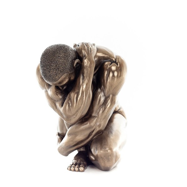 Modern Crouching Nude Man 15cm Veronese Bronze Electroplating Full Body Statue