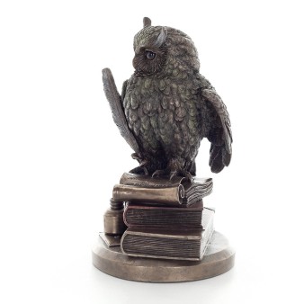 Owl or Glaucus: the sacred bird, symbol of wisdom, prudence, 23cm Veronese Bronze Electrolysis Full Body Statue
