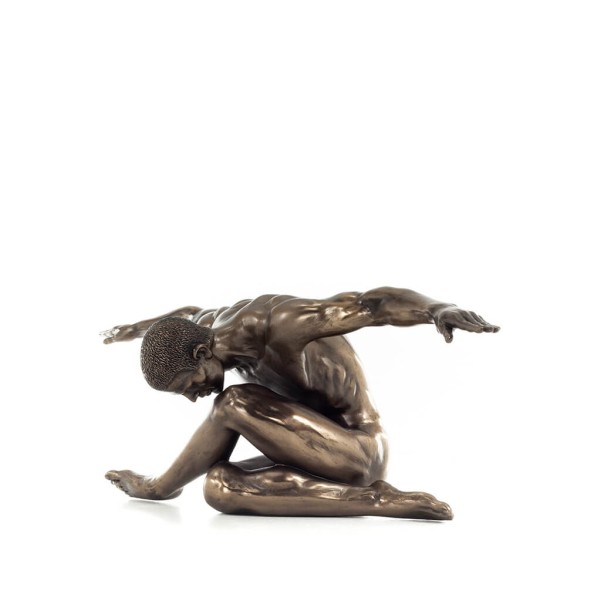 Seated Man with Open Arms 45x15cm Full-body statuette with Bronze Electrolysis by Veronese, Modern Decorative