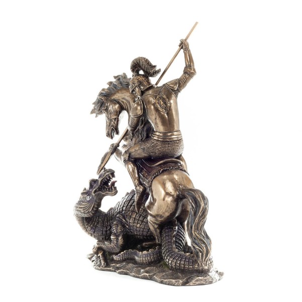 Saint George: protector of the Army, soldier 31cm Full-body statue with Bronze Electrolysis Veronese, Christian