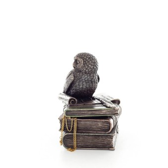 Owl 12cm Jewelry Box, Jewelry Box, Box-like Case for Storage, Veronese Bronze Electroplating Full Body Statue