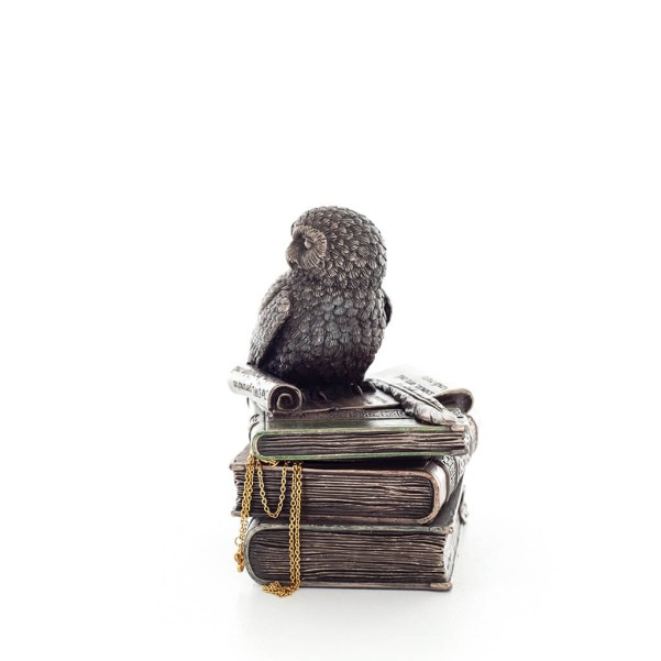 Owl 12cm Jewelry Box, Jewelry Box, Box-like Case for Storage, Veronese Bronze Electroplating Full Body Statue