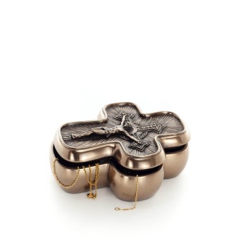 Cross 13.5cm Jewelry Box, Jewelry Box, Box-like Case for Storage, Veronese Bronze Electroplating Full Body Statue