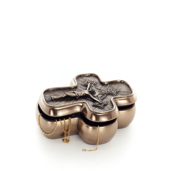 Cross 13.5cm Jewelry Box, Jewelry Box, Box-like Case for Storage, Veronese Bronze Electroplating Full Body Statue