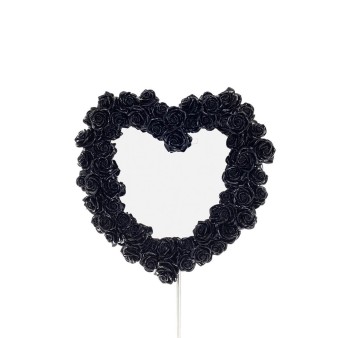 Heart shape mirror with roses black 39x37cm Veronese Bronze Electrolysis Full Body Statue