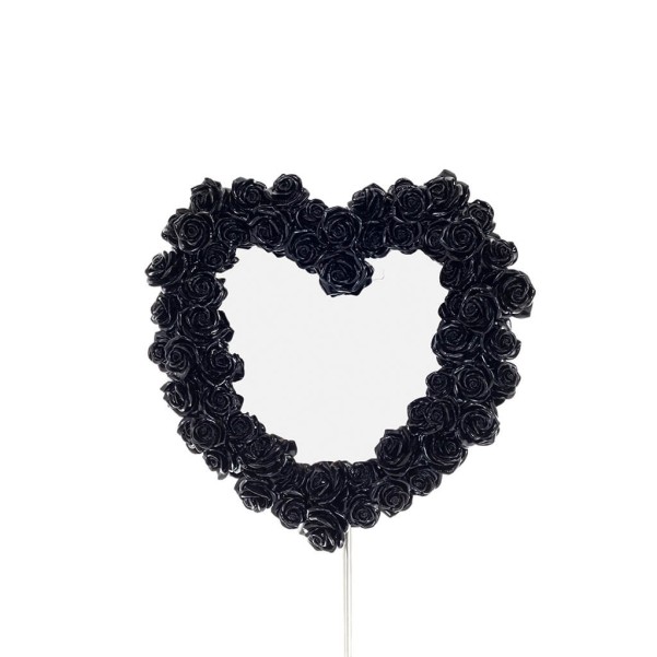 Heart shape mirror with roses black 39x37cm Veronese Bronze Electrolysis Full Body Statue