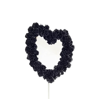 ΚΑΘΡΕΠΤΗΣ ΣΧΗΜΑ ΚΑΡΔΙΑ ΜΕ ΤΡΙΑΝΤΑΦΥΛΛΑ ΜΑΥΡΟ 39χ37εκ