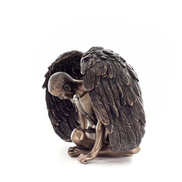 Sorrowful Angel 20x14cm Veronese Bronze Electroplating Full Body Statue, Modern Decorative