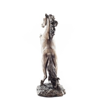 Horse or Equine, a horse that prances 28.9 cm. Full-body statuette with bronze electroplating Veronese