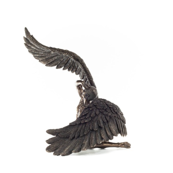 Seated nude angel with open wings 27.5cm Full-body statue Figurine with Bronze Electrolysis Veronese