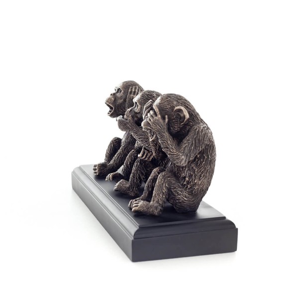 Three wise monkeys, I do not hear, I do not see, I do not speak 26x13cm Veronese Electrolytic Bronze Full Body Statue