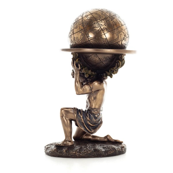 Atlas eller Atlas, Titan: The Leader of the Titanids 23,5 cm Veronese brons galvaniserad helkroppsstaty, antikens Grekland