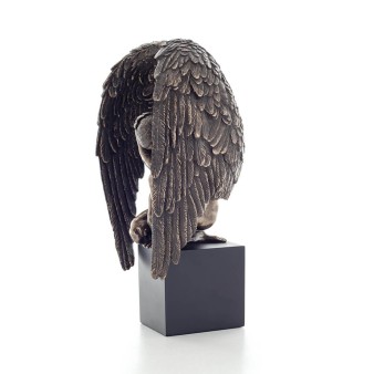 Bowed Angel on base with open wings 25.5cm Full-body Figurine with Bronze Electrolysis Veronese, Religious - Spiritual