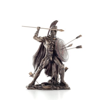 Leonidas: The King of Sparta with Arrows 25cm Veronese Design Bronze Electrolytic Statue, Ancient Greece