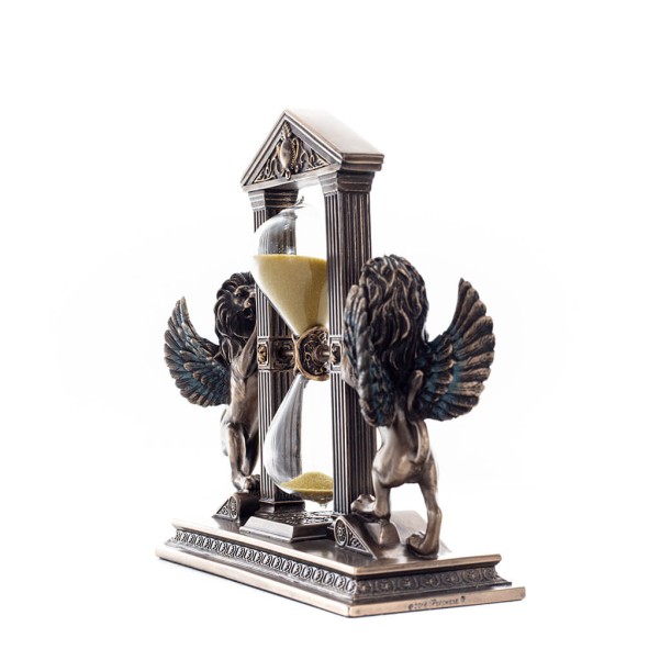 Lion: symbol of the virtues of a ruler, Hourglass 21x18cm Veronese Bronze Electrolysis Full Body Statue