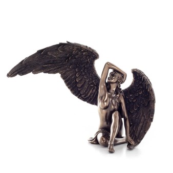 Female Angel Seated 18.5x25cm Veronese Bronze Electroplating Full Body Statue, Modern Decorative
