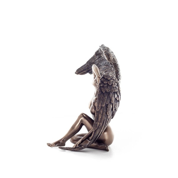 Female Angel Seated 18.5x25cm Veronese Bronze Electroplating Full Body Statue, Modern Decorative