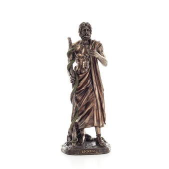 Asclepius: Medicinens gud, 29 cm Veronese Bronze Electrolysis Helkroppsstaty, antikens Grekland