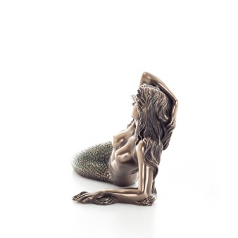 Mermaid: The Most Beautiful Demon, Reclining Resting on Left Hand 17x29cm Veronese Bronze Electrolysis Full Body Statue