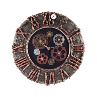 Steampunk Round Gear Clock 30x28.5cm Veronese Bronze Electrolysis, Modern Decorative