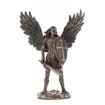 Archangel Michael: Godlike with Sword & Shield 27cm Veronese Bronze Electroplating Statue, Christian