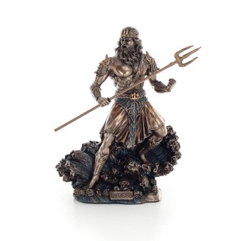 Poseidon: God of the Sea, Earthquakes, Earth, Storms and Reasons 20cm Veronese Bronze Electroplating Full Body Statue
