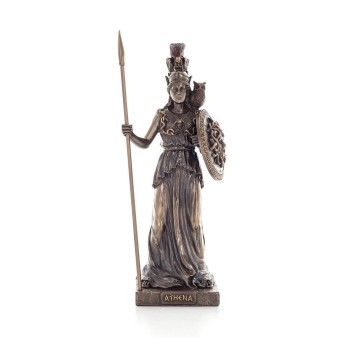Athena or Athene or Athina: The goddess of wisdom with spear, shield & owl 20cm Full-body statue with bronze electroplating