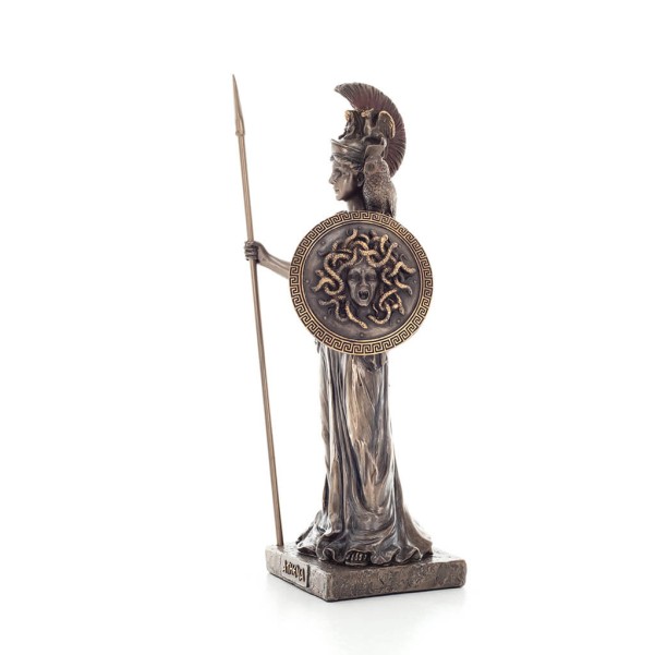 Athena or Athene or Athina: The goddess of wisdom with spear, shield & owl 20cm Full-body statue with bronze electroplating