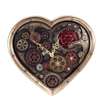 Steampunk Heart Gears Wall Clock 40x36.5cm Veronese Bronze Electrolysis, Modern Decorative