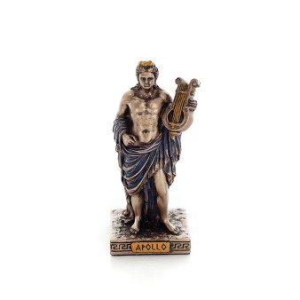 Apollo or Apollon, the god of music, light, protector of the arts 9cm Full-body statue with Electrolysis bronze Veronese