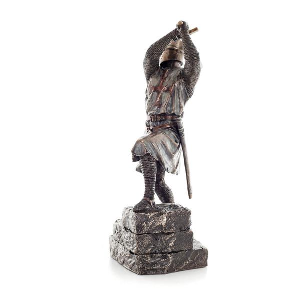 Knight on Stairs Holding Sword in Attack Stance 19.5x30.5cm Veronese Electrolytic Bronze Full Body Statue