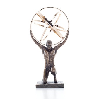 Atlas or Atlas, Titan: The leader of the Titanids, kneeling 20.5cm Veronese Electrolytic Bronze Full Body Statue