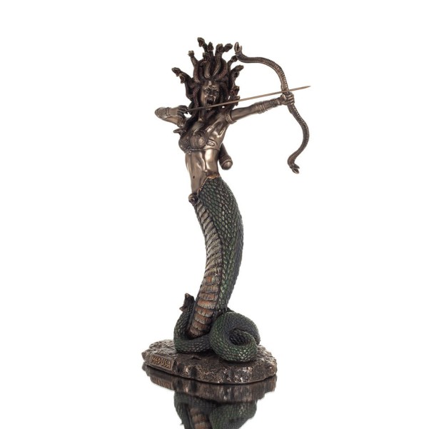 Medusa: The Wild-Eyed Mermaid with Bow 35cm Veronese Bronze Electroplating Full Body Statue, Ancient Greece