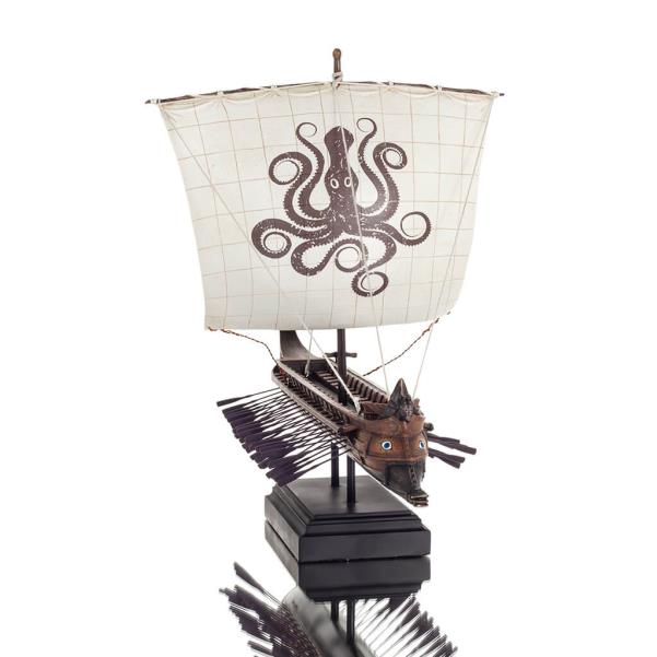 Trier: rowed warship, sailing kraken 35x22x26cm Veronese Bronze Electrolytic Full Body Statue, Ancient Greece