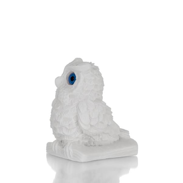 Owl or Glaucus: the sacred bird, symbol of wisdom, prudence, book 10cm Full length alabaster statue